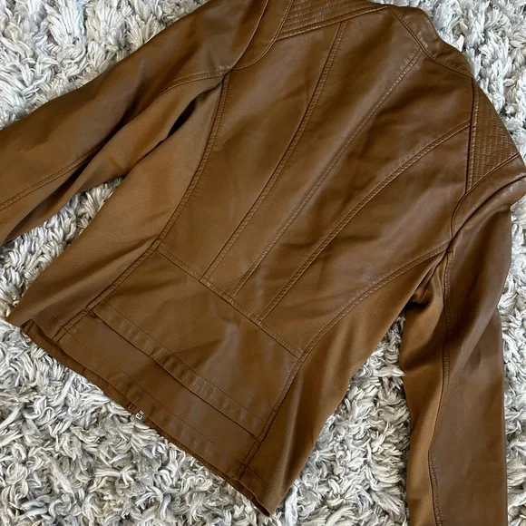 Camel color Express Faux leather jacket. Size XS. - Picture 3 of 5